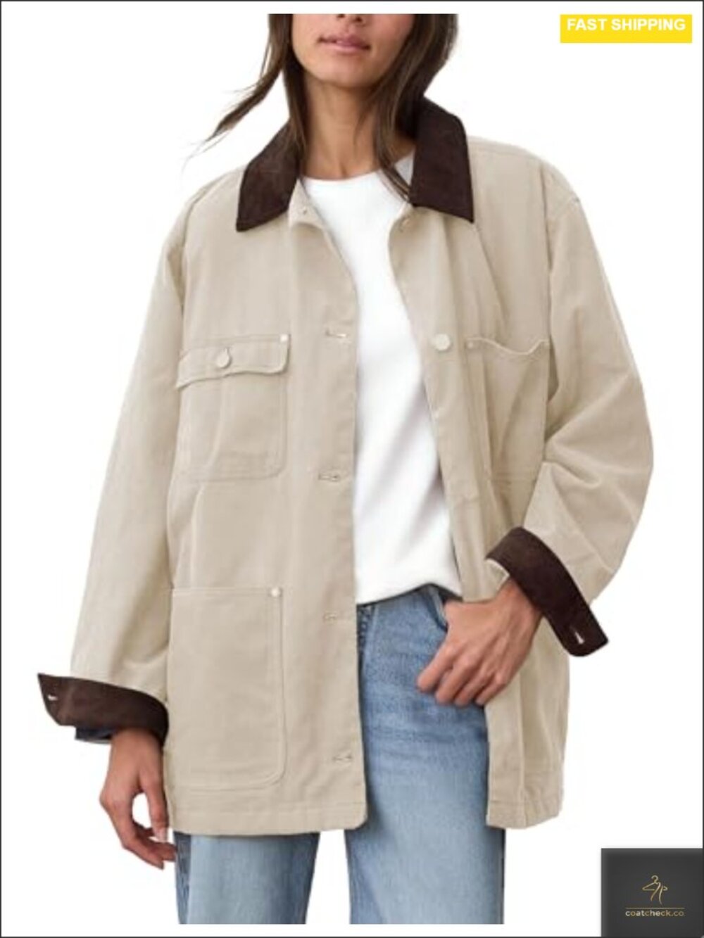 Oversized Vintage Corduroy Collar Barn Jacket Cotton Utility Coat